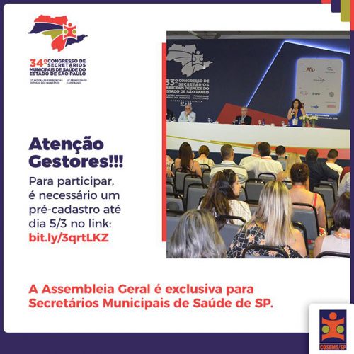 Convocação para Assembleia Geral dos Secretários Municipais de Saúde do estado de São Paulo