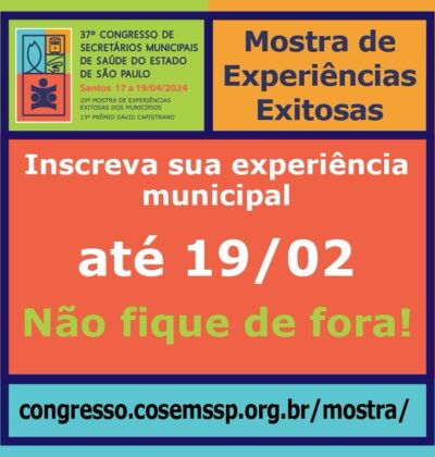 37º Congresso do COSEMS/SP: Última chamada para inscrições de trabalhos!