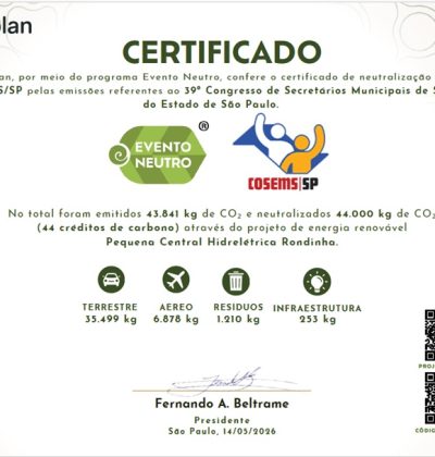 39º Congresso do COSEMS/SP conquista Selo Evento Neutro e amplia compromisso com a sustentabilidade